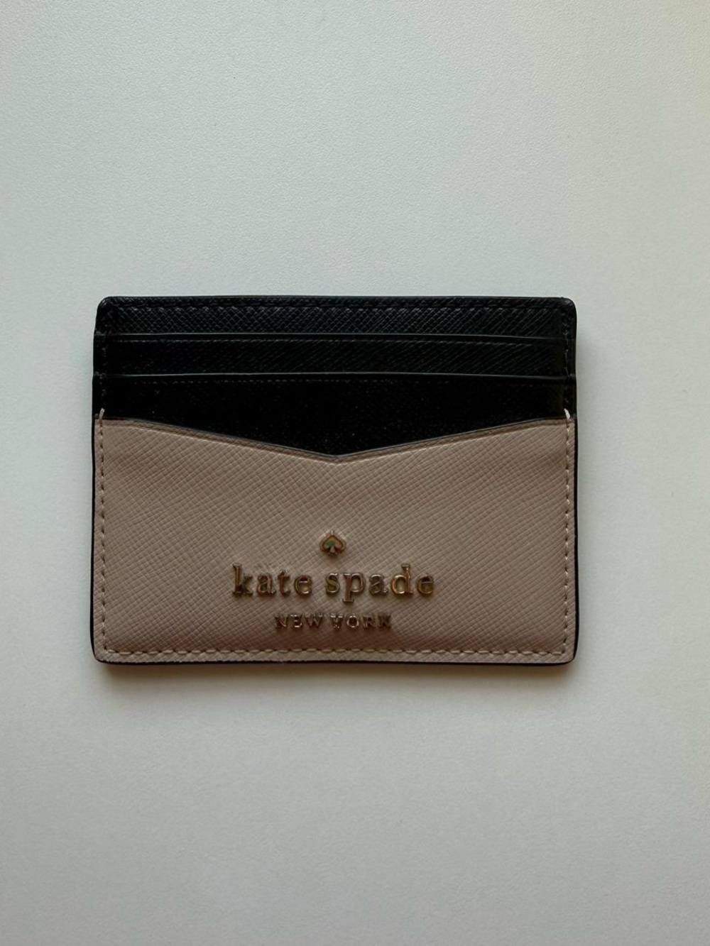 kate spade Black and Taupe Leather Card Case
